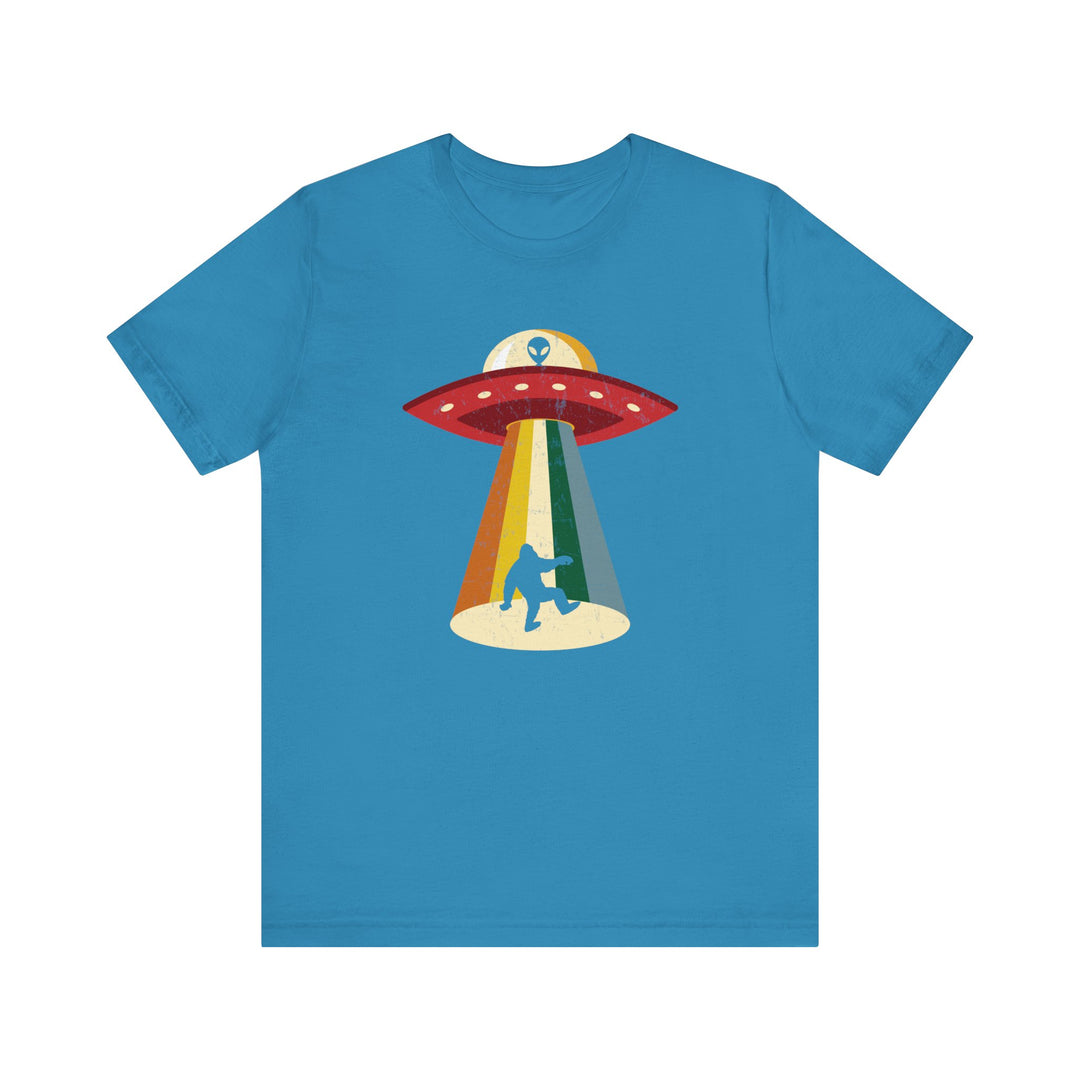 Sasquatch Bigfoot Spaceship Abduction Short Sleeve Tee Express Delivery available