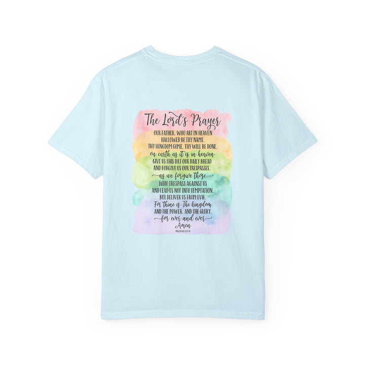 Christian Prayer TShirt The Lord's Prayer Watercolor Rainbow Design Our Father