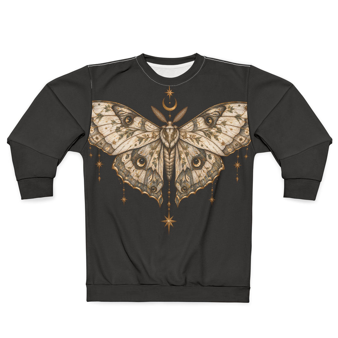 Celestial Moth Sweatshirt Whimsigoth Golden Moon Star Nature