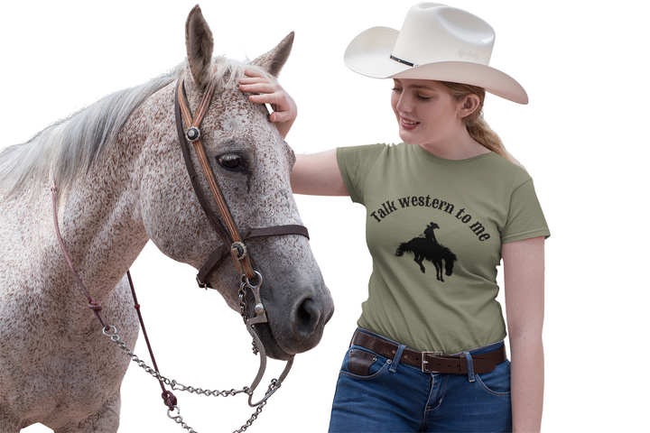 Western Cowboy Graphic T-Shirt - Unisex Tee &quot;Talk Western to Me&quot;
