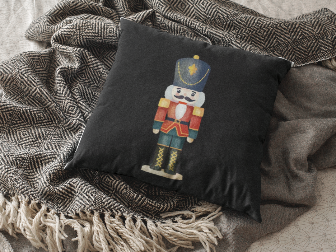 Nutcracker Faux Suede Square Pillow, Holiday Decor, Christmas Gifts, Home Accent, Decorative Pillow, Winter Vibes