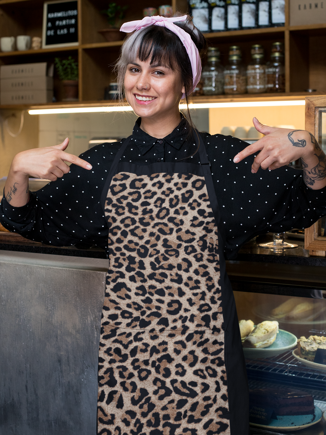 Apron Leopard Print Trendy Host Fashionable Chef Hostess Gift