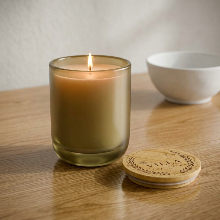 Engraved 14oz Soy Candle Villa Bamboo Lid Lake Como Inspired