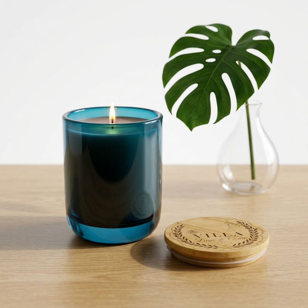 Engraved 14oz Soy Candle Villa Bamboo Lid Lake Como Inspired