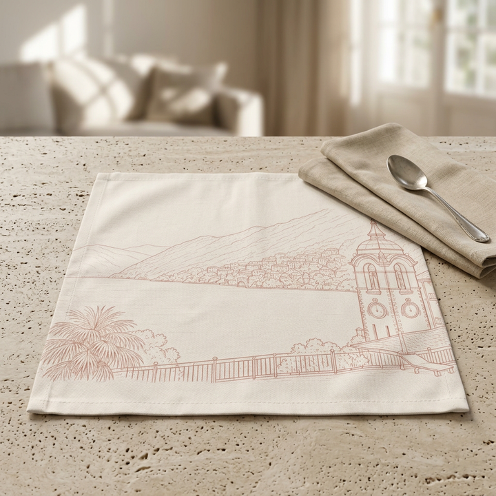 Villa Lago di Como Cotton Napkin Lakeside Villa Sketch (Set of 4)