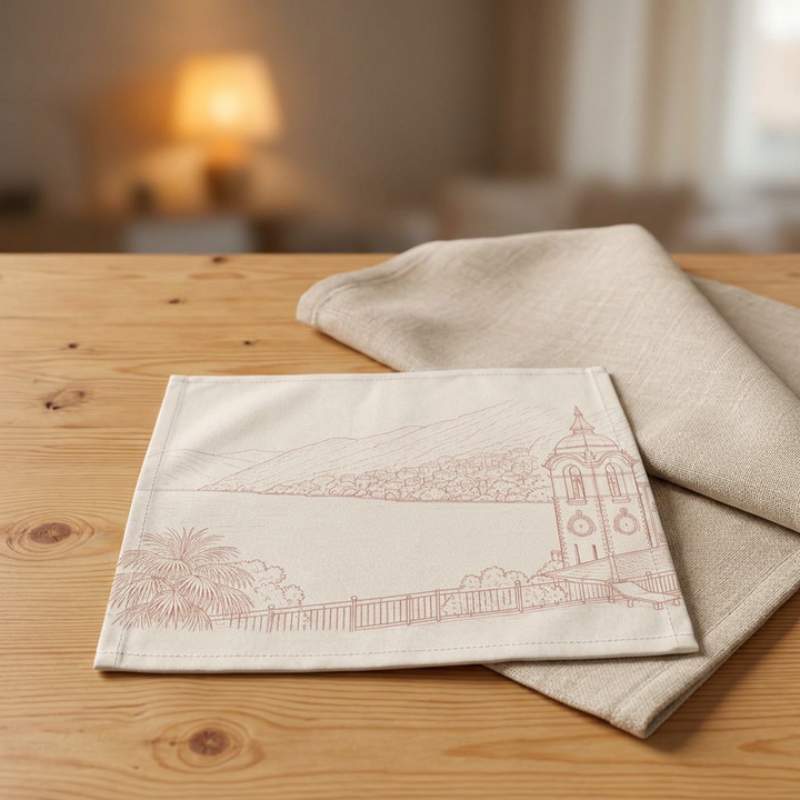 Villa Lago di Como Cotton Napkin Lakeside Villa Sketch (Set of 4)