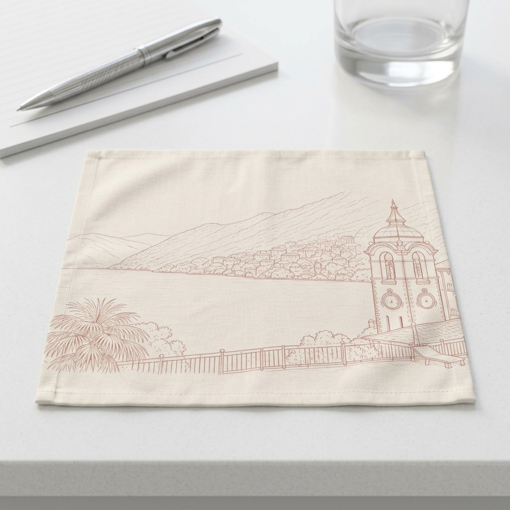 Villa Lago di Como Cotton Napkin Lakeside Villa Sketch (Set of 4)