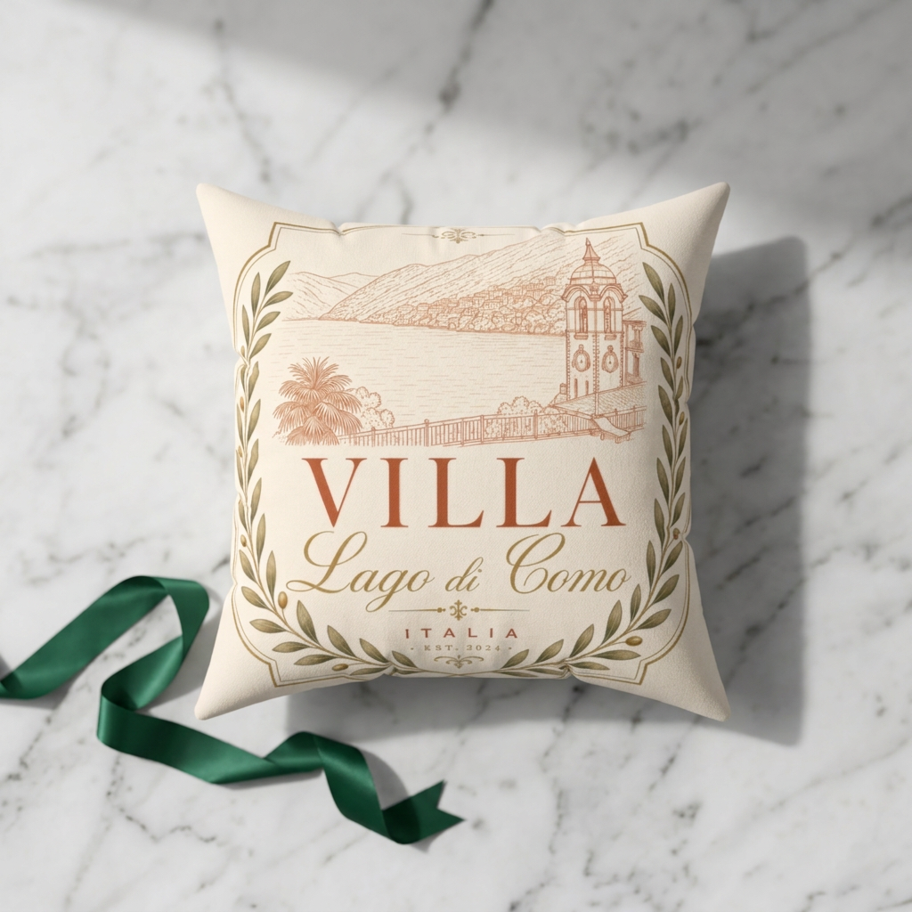 Villa Lago di Como Faux Suede Pillow