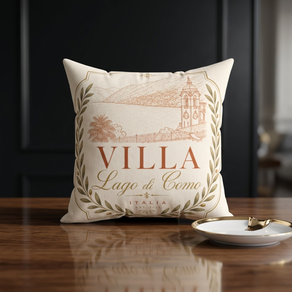 Villa Lago di Como Faux Suede Pillow