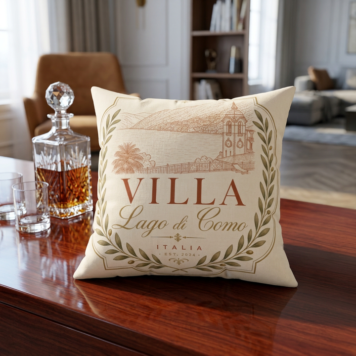 Villa Lago di Como Faux Suede Pillow