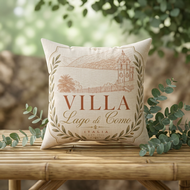Villa Lago di Como Faux Suede Pillow