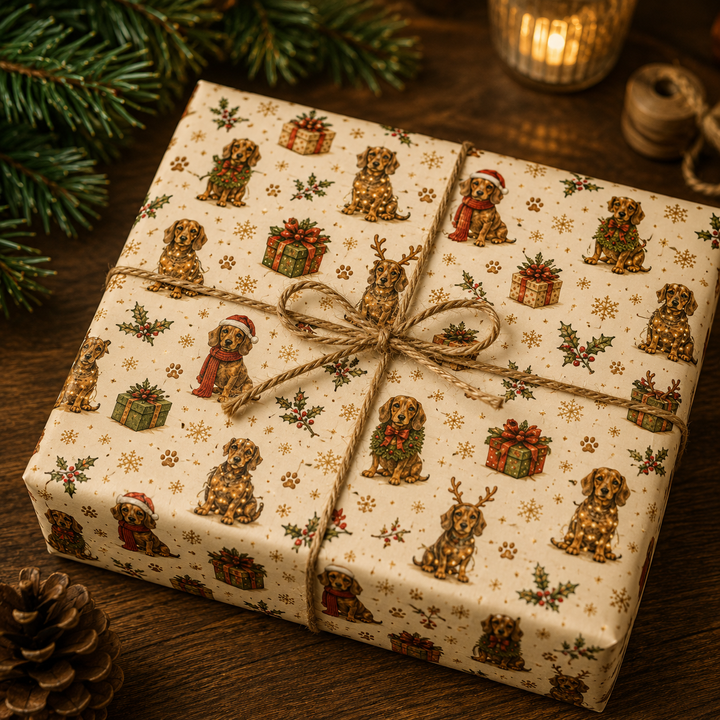 Dachshund Christmas Gift Wrap | Wiener Dog Wrapping Paper | Doxie Holiday Gift Wrap | Dachshund Mom Christmas Gift