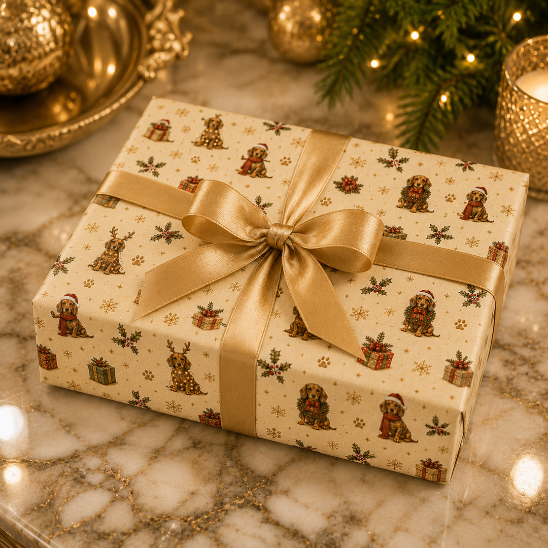 Dachshund Christmas Gift Wrap | Wiener Dog Wrapping Paper | Doxie Holiday Gift Wrap | Dachshund Mom Christmas Gift