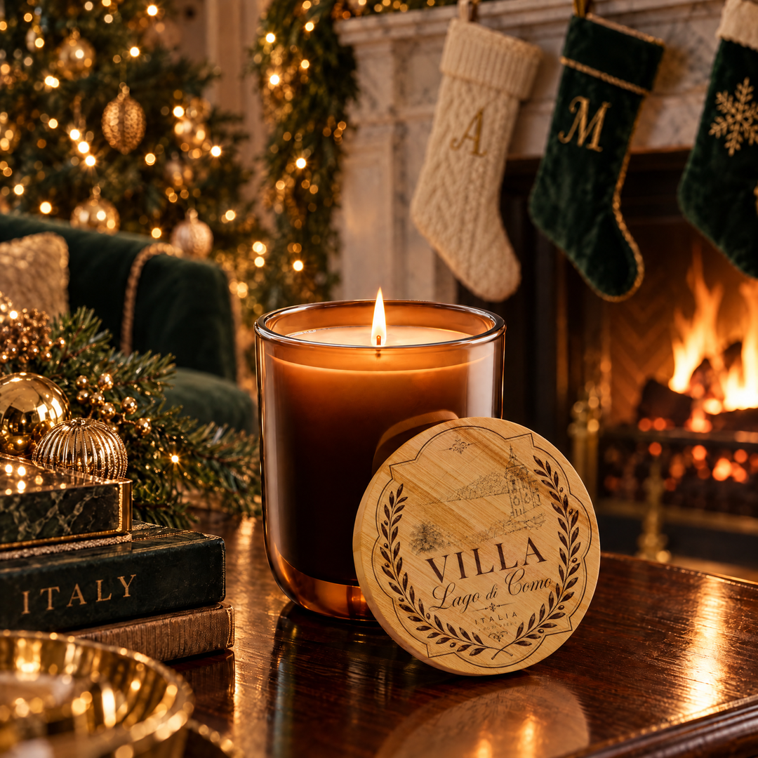 Engraved 14oz Scented Soy Candle Luxe Villa Lago Di Como Bamboo Lid