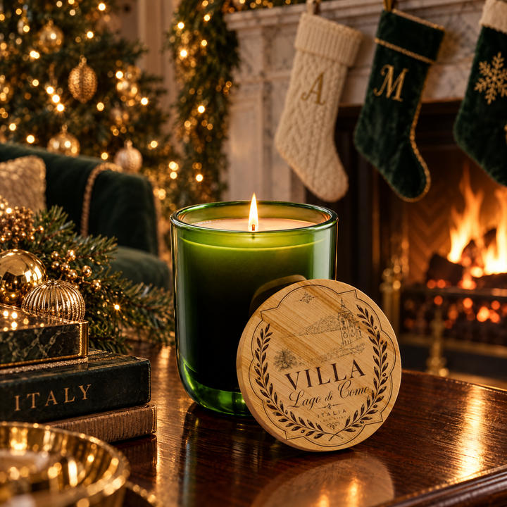 Engraved 14oz Scented Soy Candle Luxe Villa Lago Di Como Bamboo Lid
