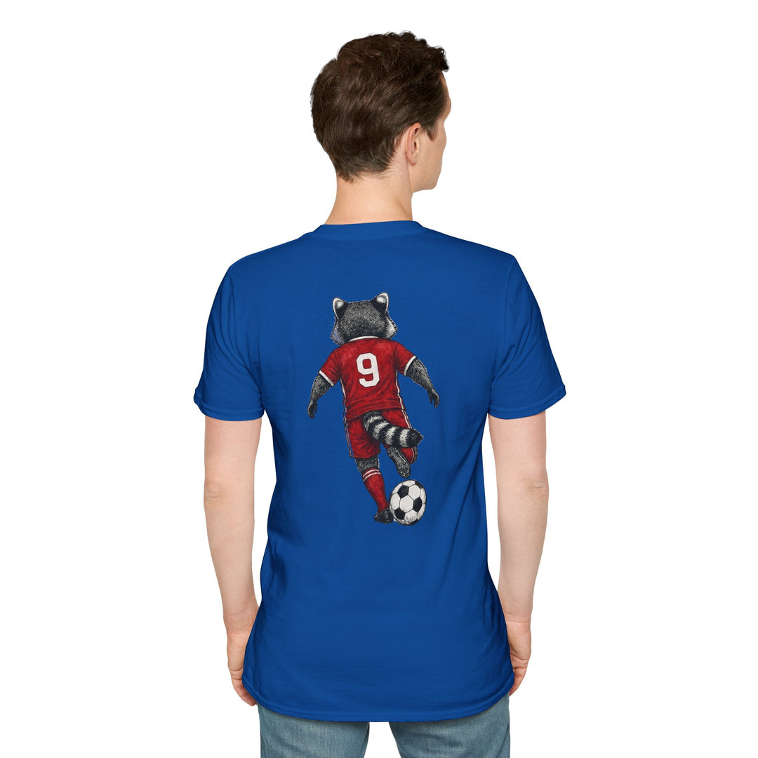 Raccoon Soccer Player T‑Shirt Cute Animal Jersey with Number 9 Unisex