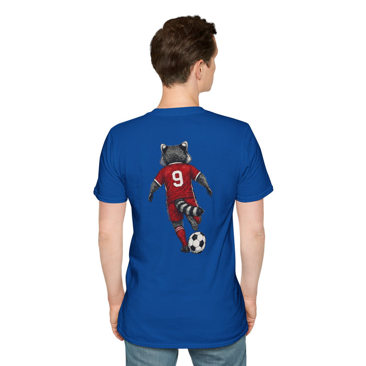 Raccoon Soccer Player T‑Shirt Cute Animal Jersey with Number 9 Unisex