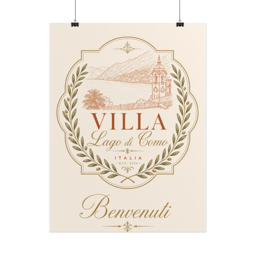 Villa Lago di Como Benvenuti Rolled Poster Vintage Italian Travel Art Print