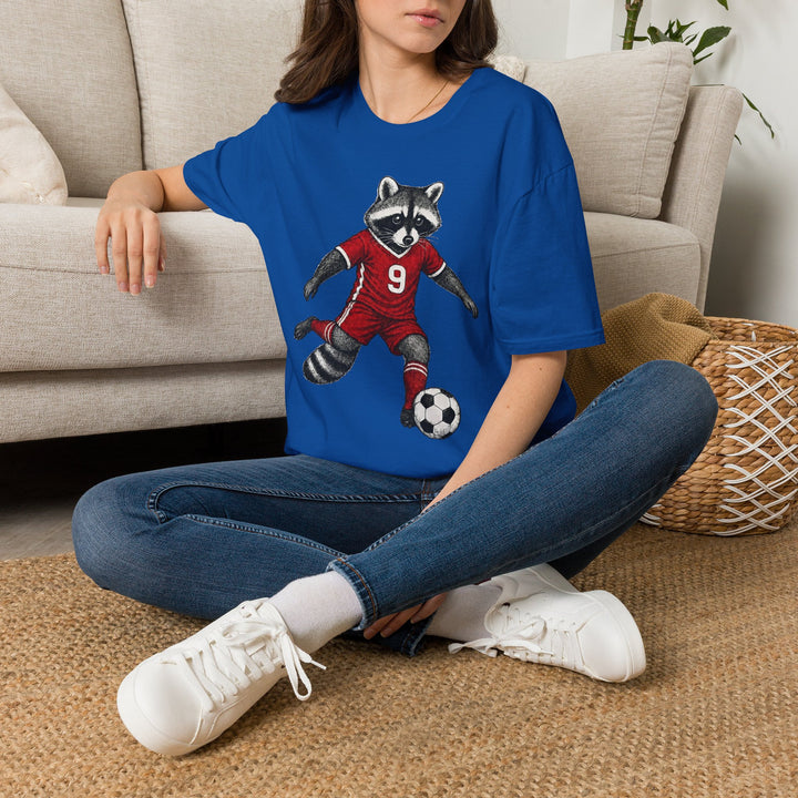 Raccoon Soccer Player T‑Shirt Cute Animal Jersey with Number 9 Unisex