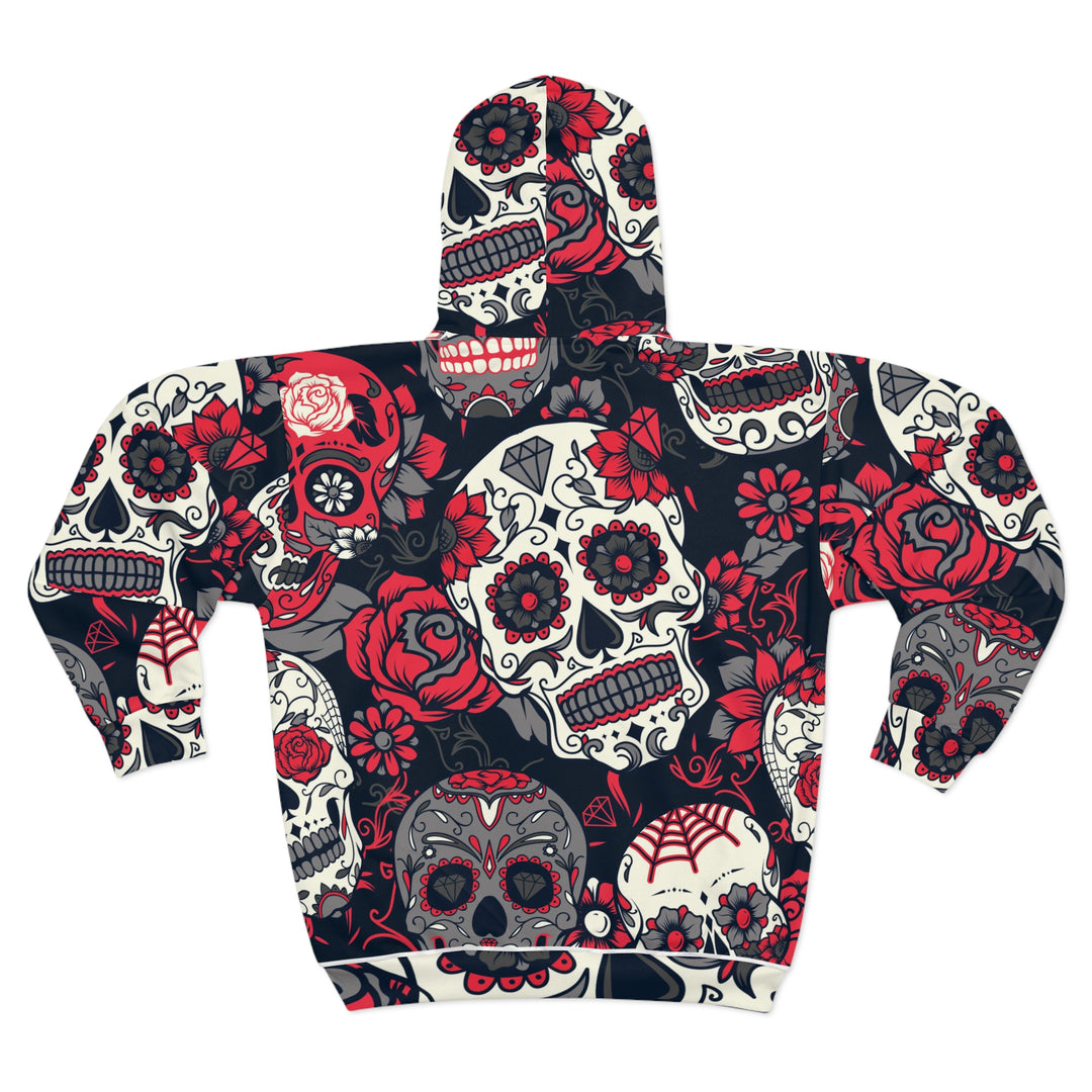 Day of the Dead Roses and Skull Unisex Zip Hoodie