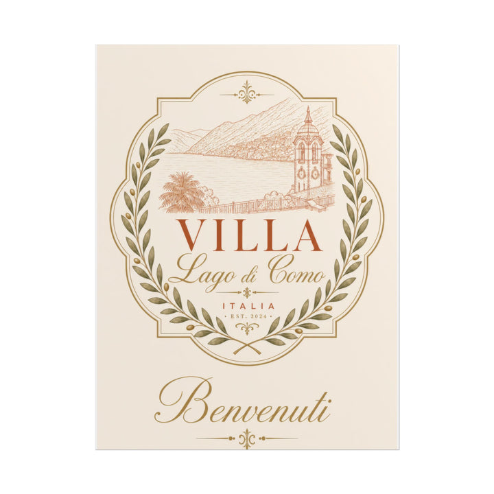 Villa Lago di Como Benvenuti Rolled Poster Vintage Italian Travel Art Print