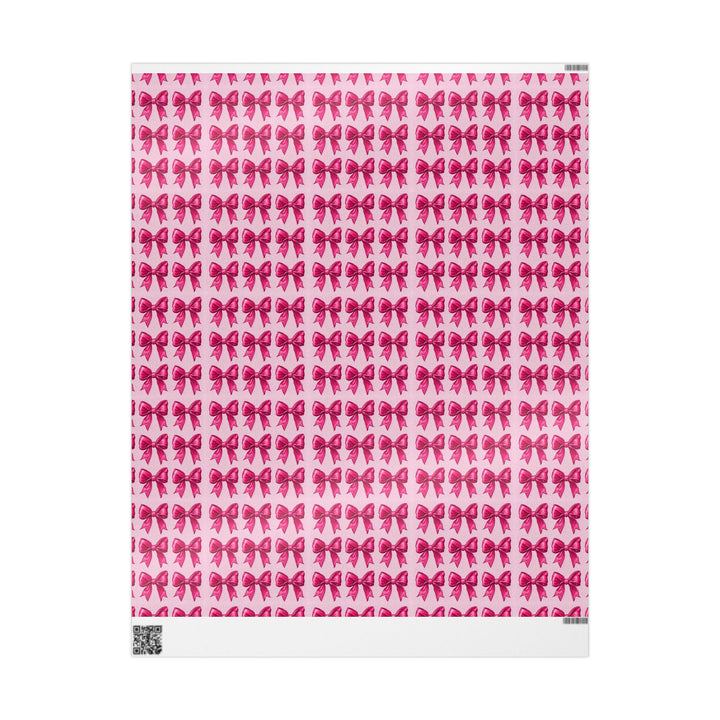 Pink Bow Wrapping Paper Coquette Christmas Gift Wrap Hot Pink Ribbon Pattern for Gifts