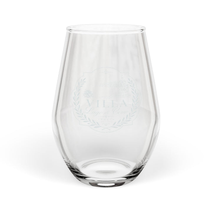 Villa Lago di Como Engraved Stemless Wine Glass 11.5oz Wreath Design