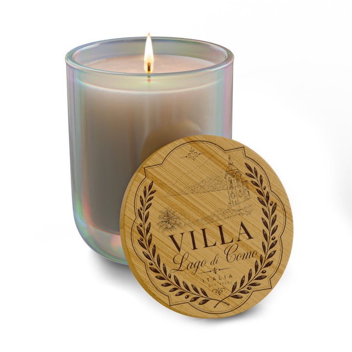 Engraved 14oz Soy Candle Villa Bamboo Lid Lake Como Inspired