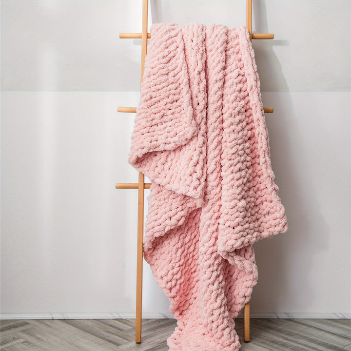 Chenille Knitted Blanket, 12 Color Choices Soft Cozy Handmade Look Thick Knitted Blanket For Christmas and Holidays