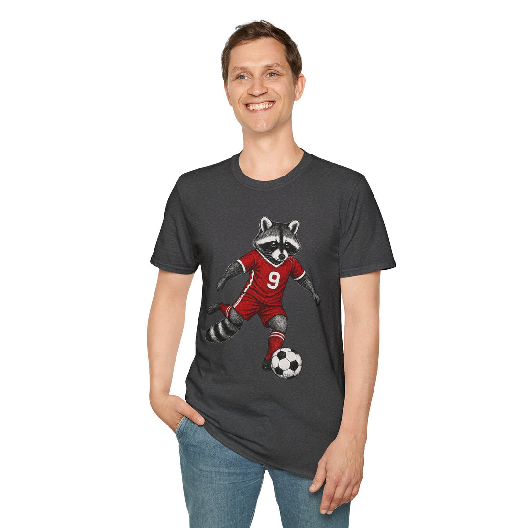 Raccoon Soccer Player T‑Shirt Cute Animal Jersey with Number 9 Unisex