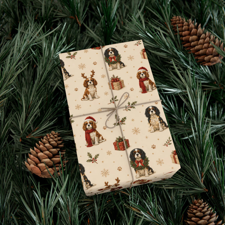 Cavalier King Charles Christmas Wrapping Paper | Luxury Dog Lover Gift Wrap | Holiday Cavalier Christmas Decor | Merry Paws Collection™