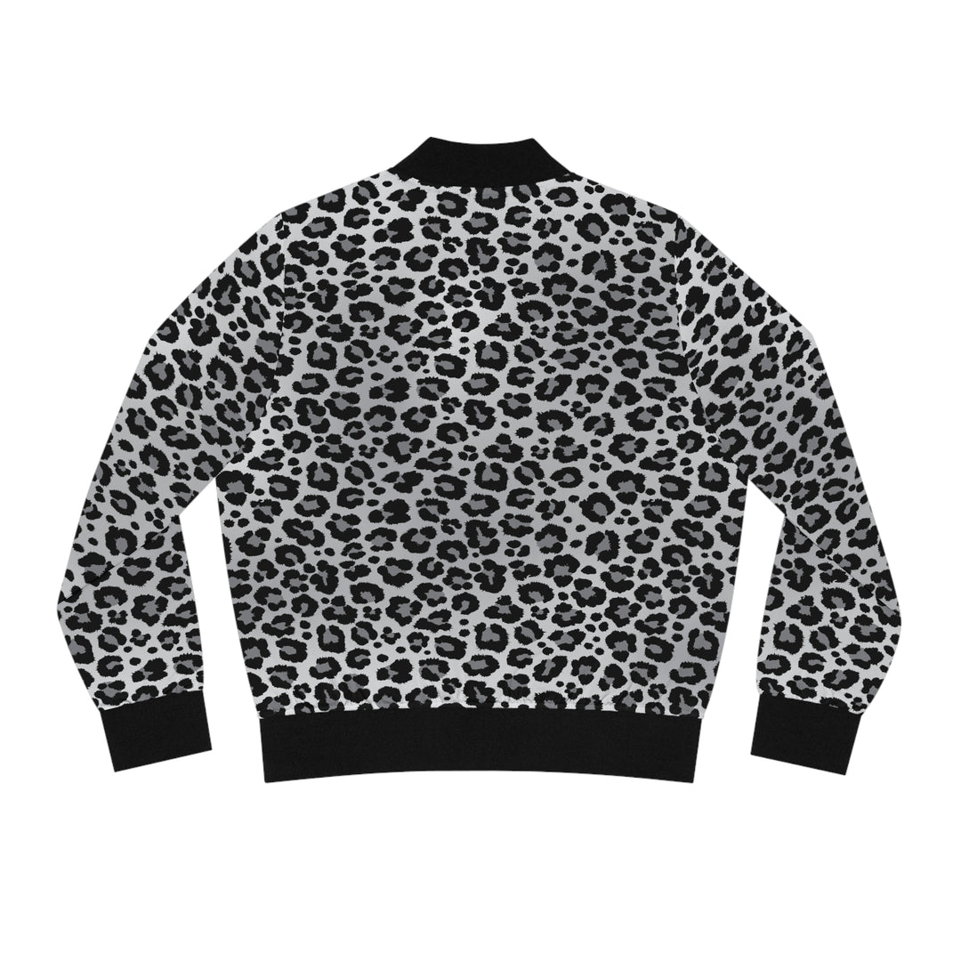 Snow Leopard Bomber Jacket Leopard Print Gifts For Her Trendy Chic Outerwear For Fashionistas
