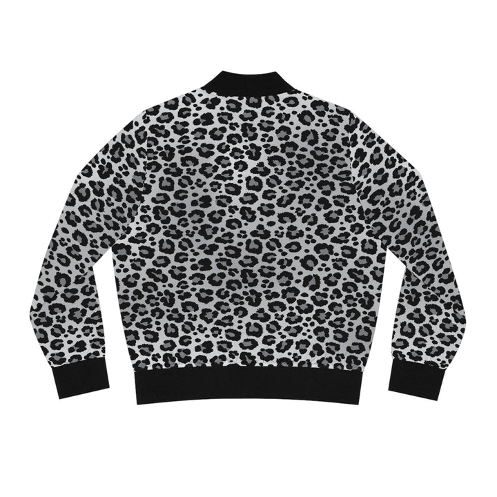 Snow Leopard Bomber Jacket Leopard Print Gifts For Her Trendy Chic Outerwear For Fashionistas
