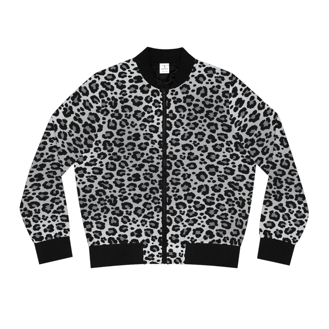 Snow Leopard Bomber Jacket Leopard Print Gifts For Her Trendy Chic Outerwear For Fashionistas