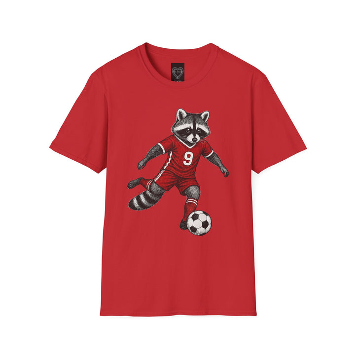 Raccoon Soccer Player T‑Shirt Cute Animal Jersey with Number 9 Unisex