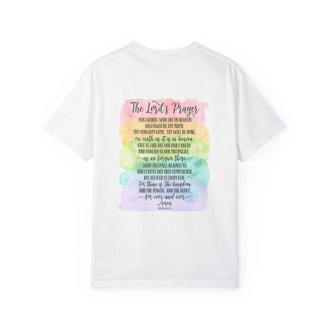 Christian Prayer TShirt The Lord's Prayer Watercolor Rainbow Design Our Father