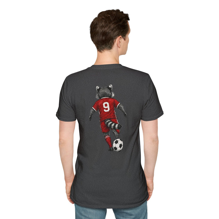 Raccoon Soccer Player T‑Shirt Cute Animal Jersey with Number 9 Unisex