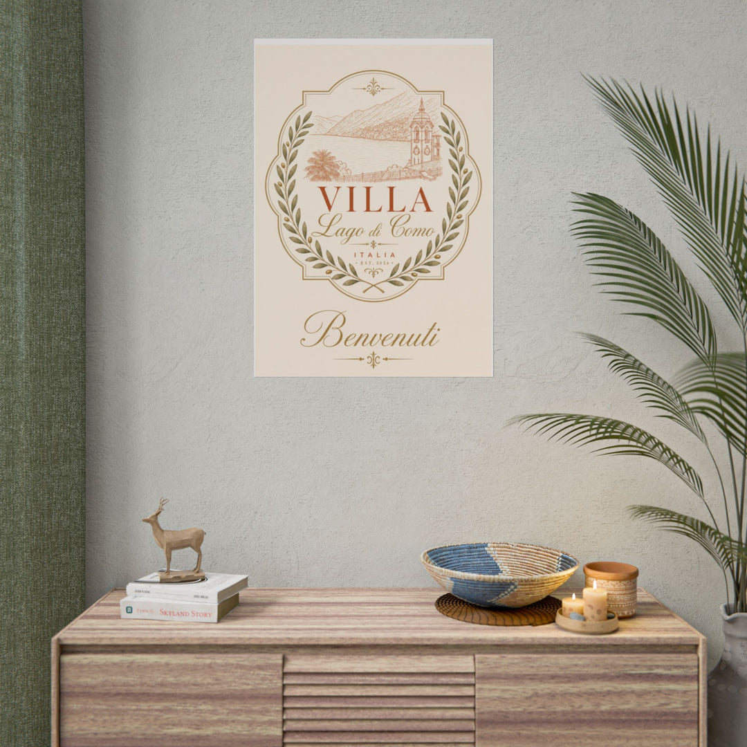 Villa Lago di Como Benvenuti Rolled Poster Vintage Italian Travel Art Print
