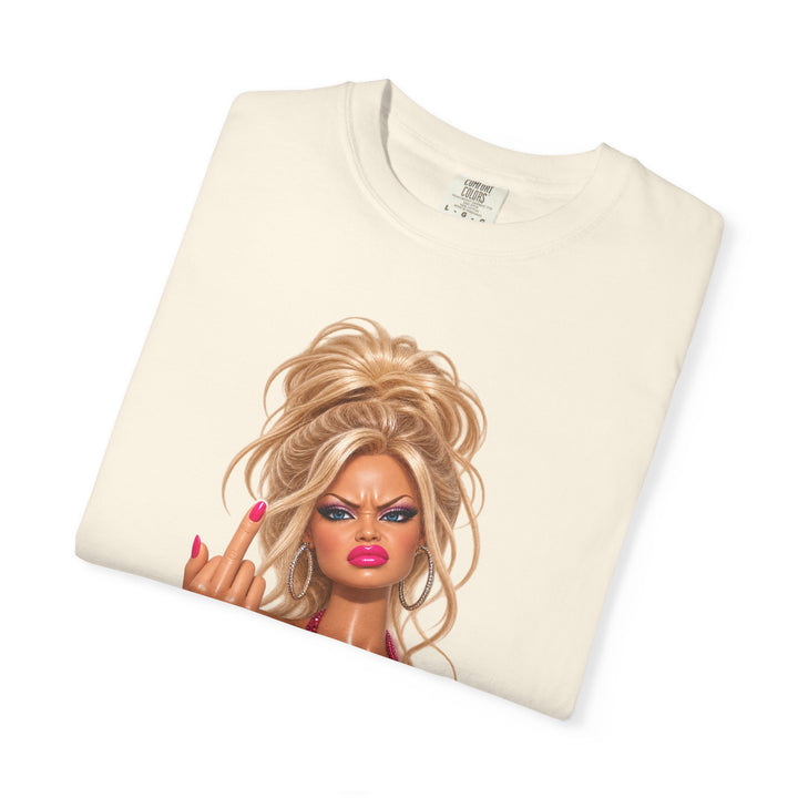 Middle Finger Meme Doll Retro Glam Diva T‑Shirt Sassy Sarcastic Joke Graphic Tee Women Humor Gag Shirt