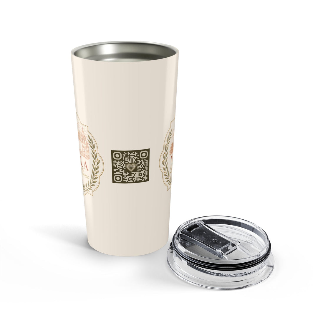 Villa Lago di Como 20oz Tumbler Cream Travel Cup with Rose Wreath Design