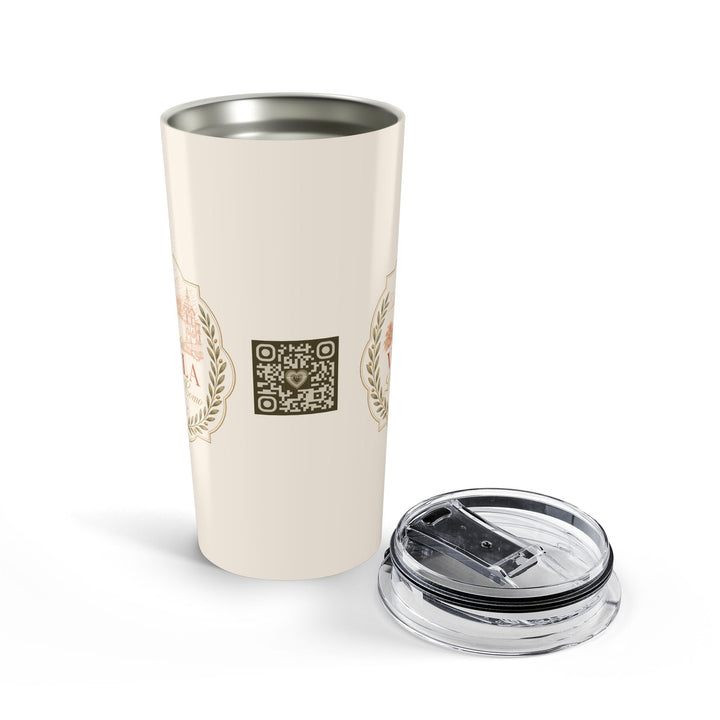 Villa Lago di Como 20oz Tumbler Cream Travel Cup with Rose Wreath Design