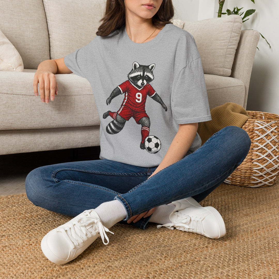 Raccoon Soccer Player T‑Shirt Cute Animal Jersey with Number 9 Unisex
