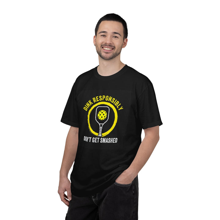 Pickleball T-Shirt "Dink Responsibly, Don't Get Smashed" Racquet & Ball Tee