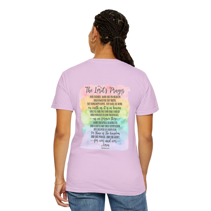 Christian Prayer TShirt The Lord's Prayer Watercolor Rainbow Design Our Father