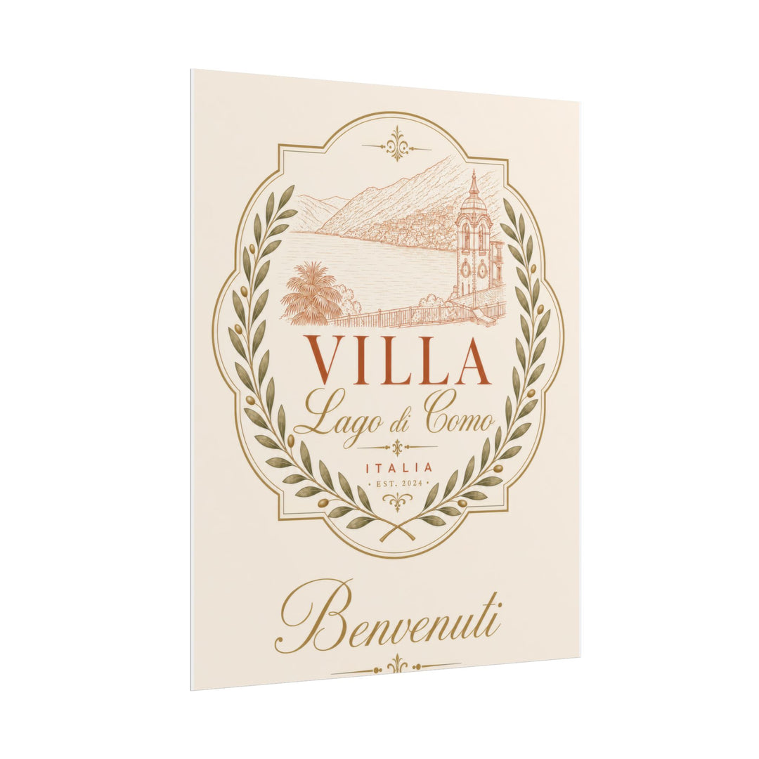 Villa Lago di Como Benvenuti Rolled Poster Vintage Italian Travel Art Print