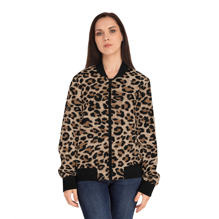 Leopard Print Women's Bomber Jacket — All-Over Print Fashion Bomber