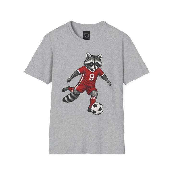 Raccoon Soccer Player T‑Shirt Cute Animal Jersey with Number 9 Unisex