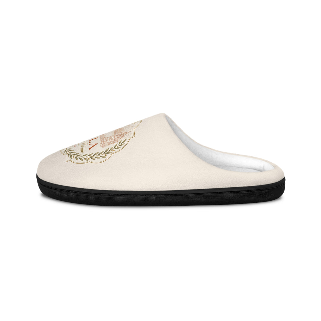 Villa Lago di Como Emblem Women's Indoor Slippers Cozy Cream Logo Mules