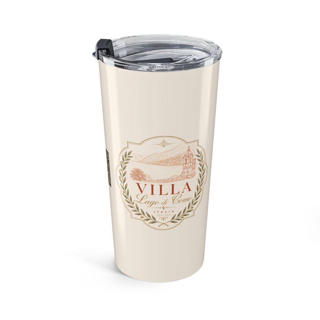 Villa Lago di Como 20oz Tumbler Cream Travel Cup with Rose Wreath Design