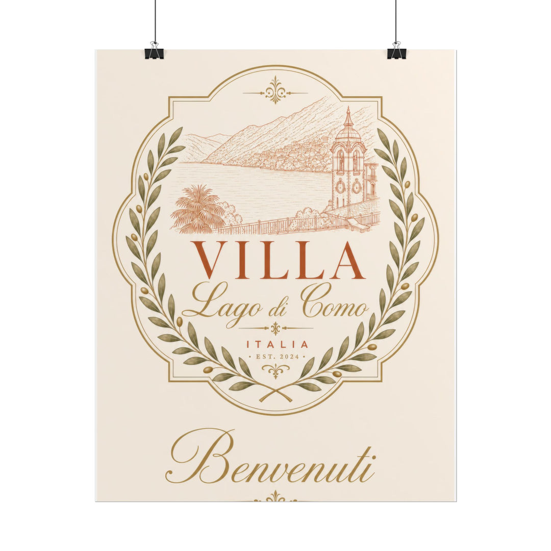 Villa Lago di Como Benvenuti Rolled Poster Vintage Italian Travel Art Print